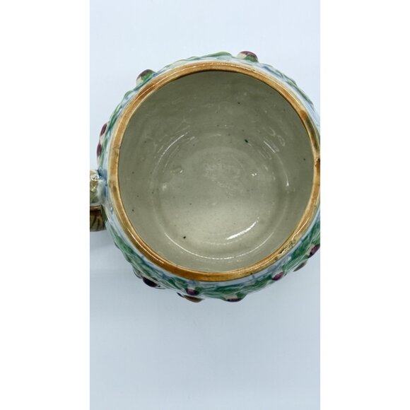 Vintage 1940’s Majolica Hand Painted Small Barrel Pitcher. Made In Japan - Picture 3 of 9